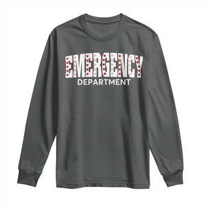 Emergency Department Long Sleeve Shirt Cute ER Nurse Gift TS10 Dark Heather Print Your Wear