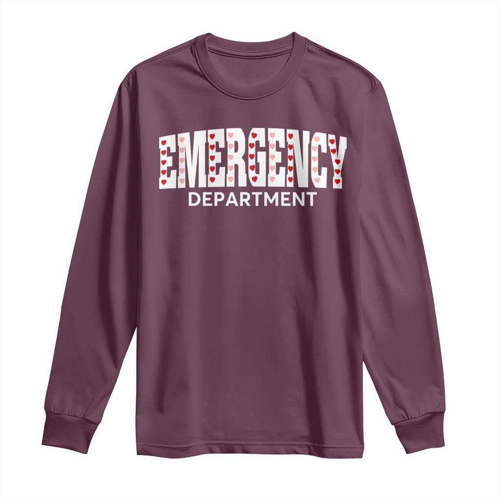 Emergency Department Long Sleeve Shirt Cute ER Nurse Gift TS10 Maroon Print Your Wear