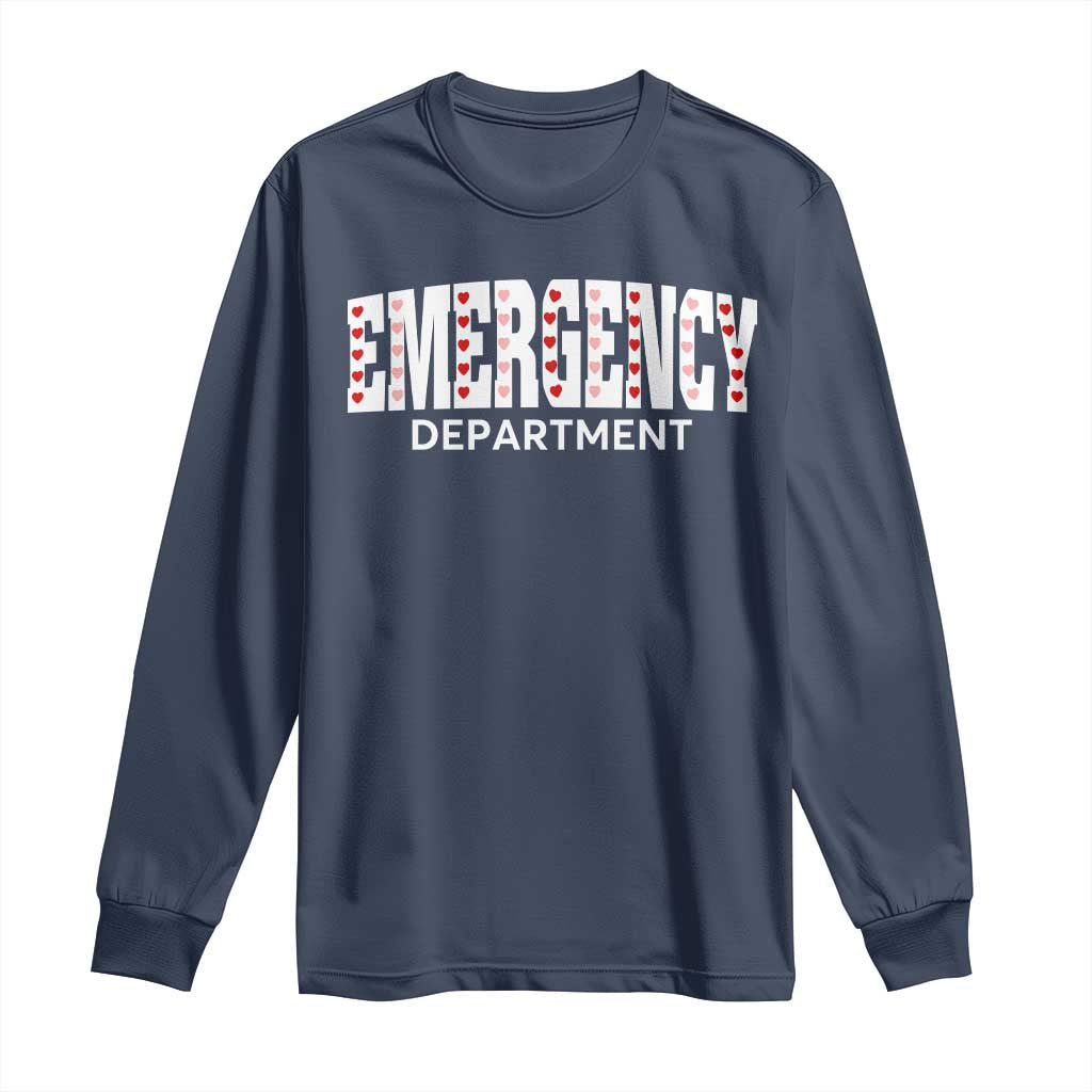 Emergency Department Long Sleeve Shirt Cute ER Nurse Gift TS10 Navy Print Your Wear