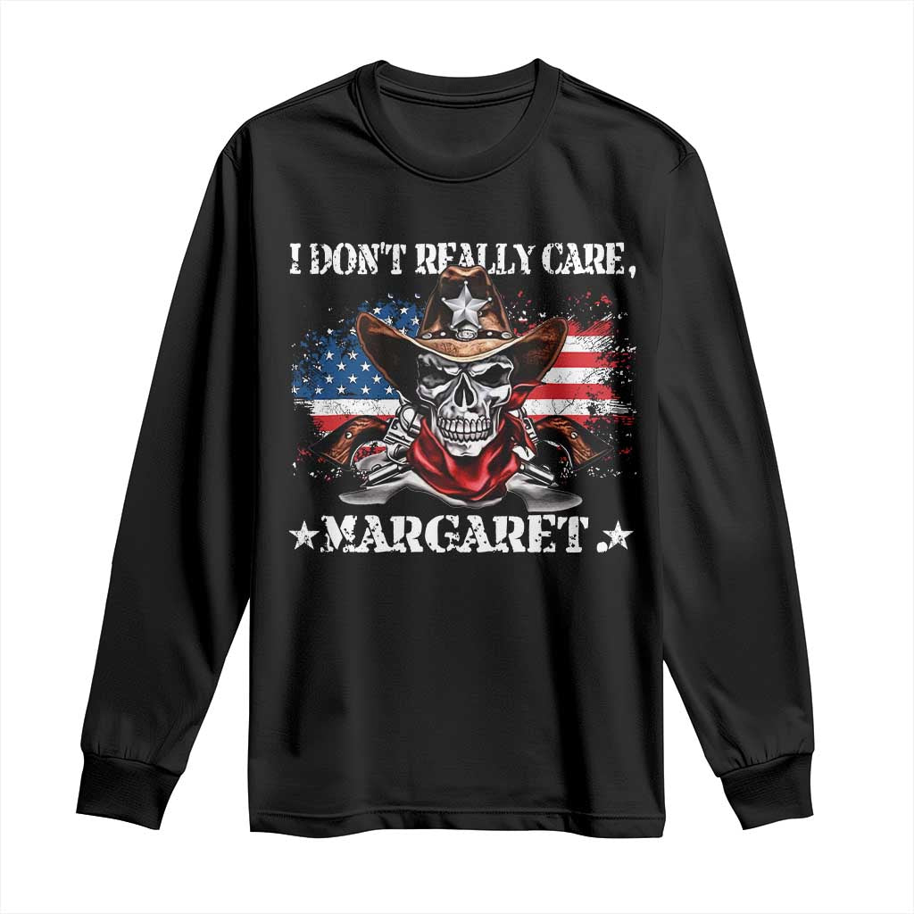 Vice President Jd Vance Long Sleeve Shirt Cowboy Skull American Flag I Don't Really Care Margaret TS10 Black Print Your Wear