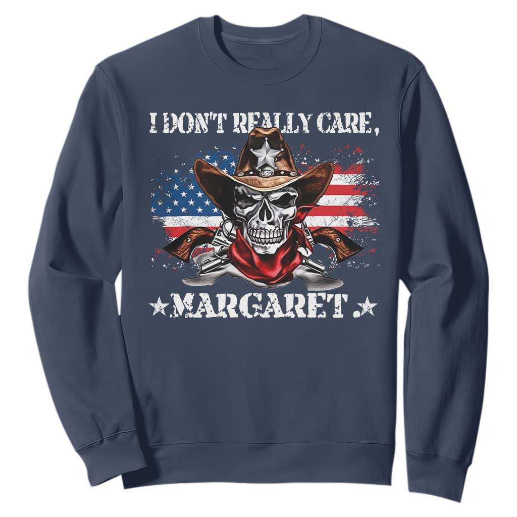 Vice President Jd Vance Sweatshirt Cowboy Skull American Flag I Don't Really Care Margaret TS10 Navy Print Your Wear