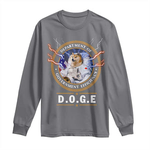 DOGE Department of Government Efficiency Long Sleeve Shirt Crypto Meme TS10 Charcoal Print Your Wear