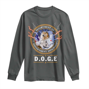 DOGE Department of Government Efficiency Long Sleeve Shirt Crypto Meme TS10 Dark Heather Print Your Wear