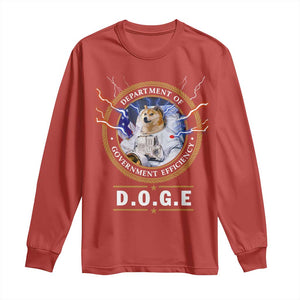 DOGE Department of Government Efficiency Long Sleeve Shirt Crypto Meme TS10 Red Print Your Wear