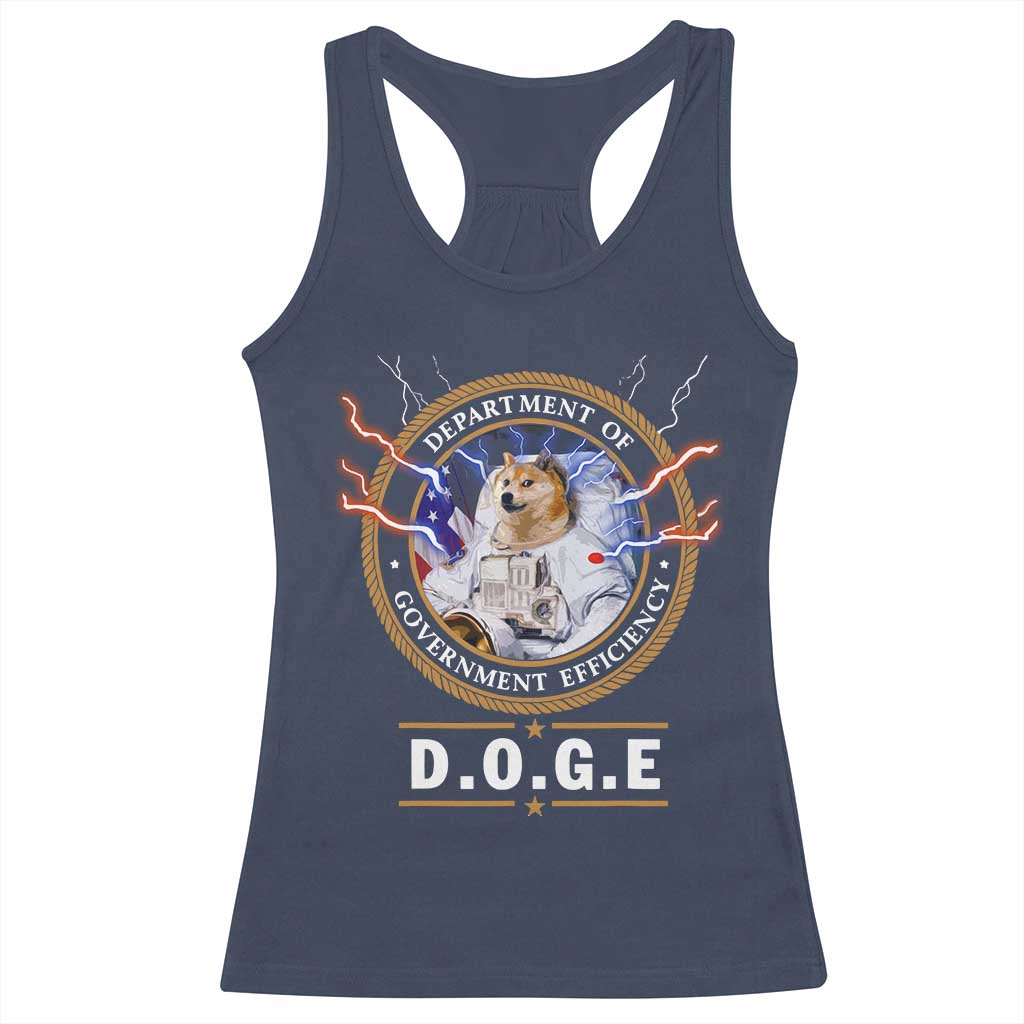 DOGE Department of Government Efficiency Racerback Tank Top Crypto Meme TS10 Navy Print Your Wear
