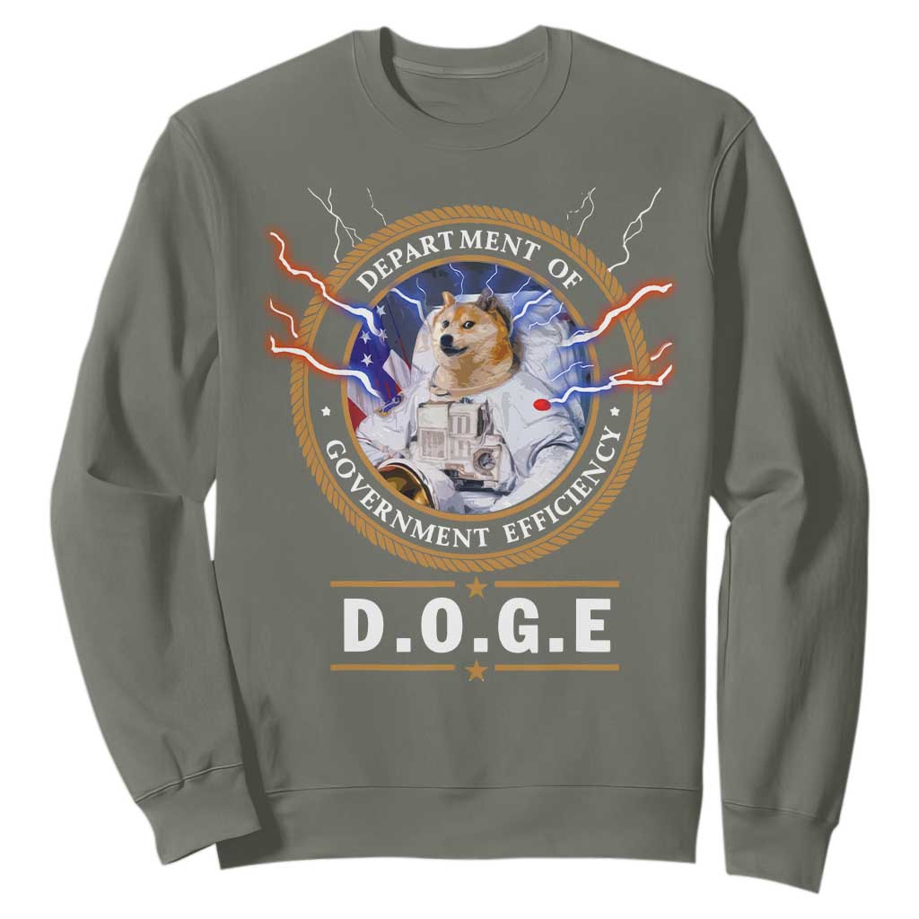DOGE Department of Government Efficiency Sweatshirt Crypto Meme TS10 Military Green Print Your Wear