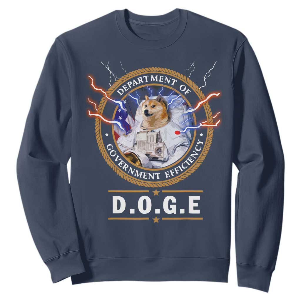 DOGE Department of Government Efficiency Sweatshirt Crypto Meme TS10 Navy Print Your Wear