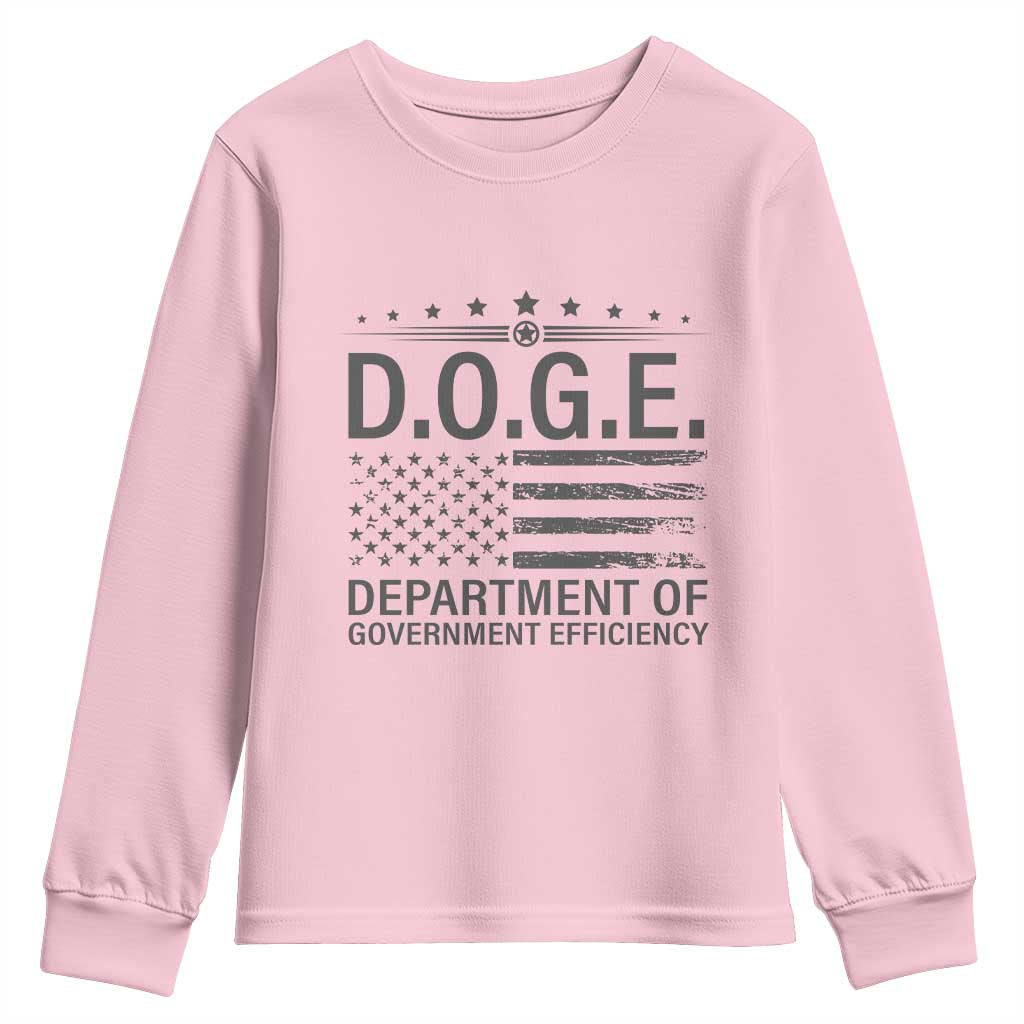 D.O.G.E. DOGE Department of Government Efficiency Youth Sweatshirt TS10 Light Pink Print Your Wear