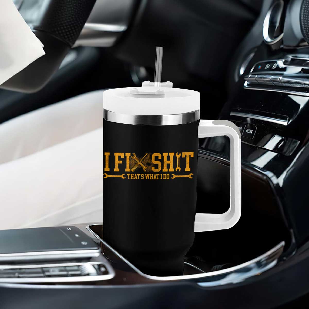 I Fix Shit Thats What I Do Tumbler With Handle Funny Dad Grandpa TS10 Print Your Wear