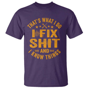 Funny Dad Grandpa T Shirt That's What I Do I Fix Shit And I Know Things TS10 Purple Print Your Wear