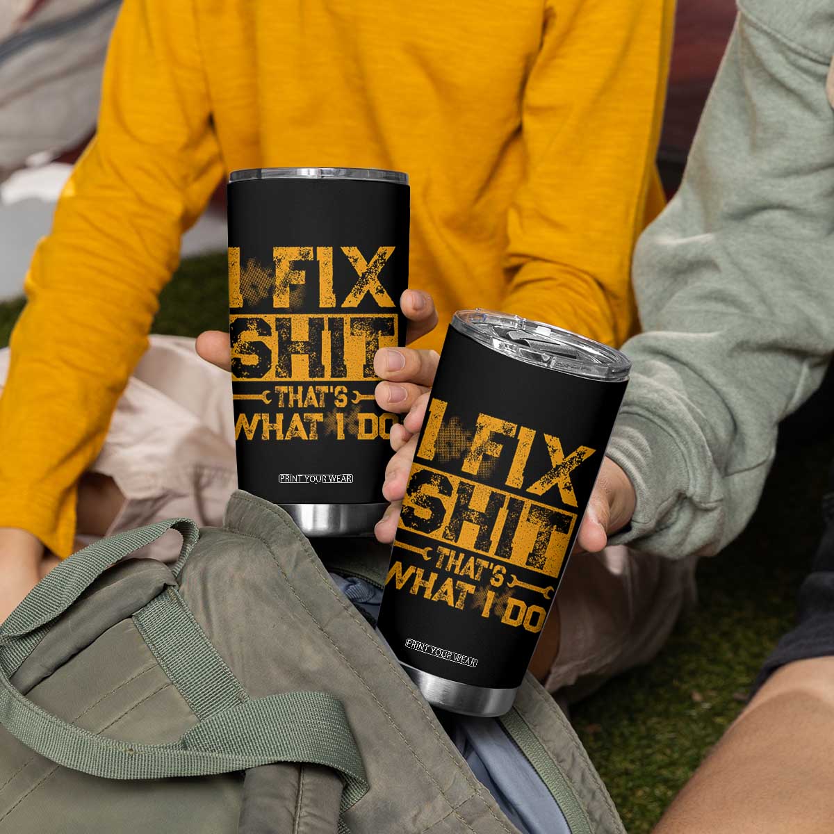 Funny Dad Grandpa Tumbler Cup I Fix Shit Thats What I Do TS10 Print Your Wear