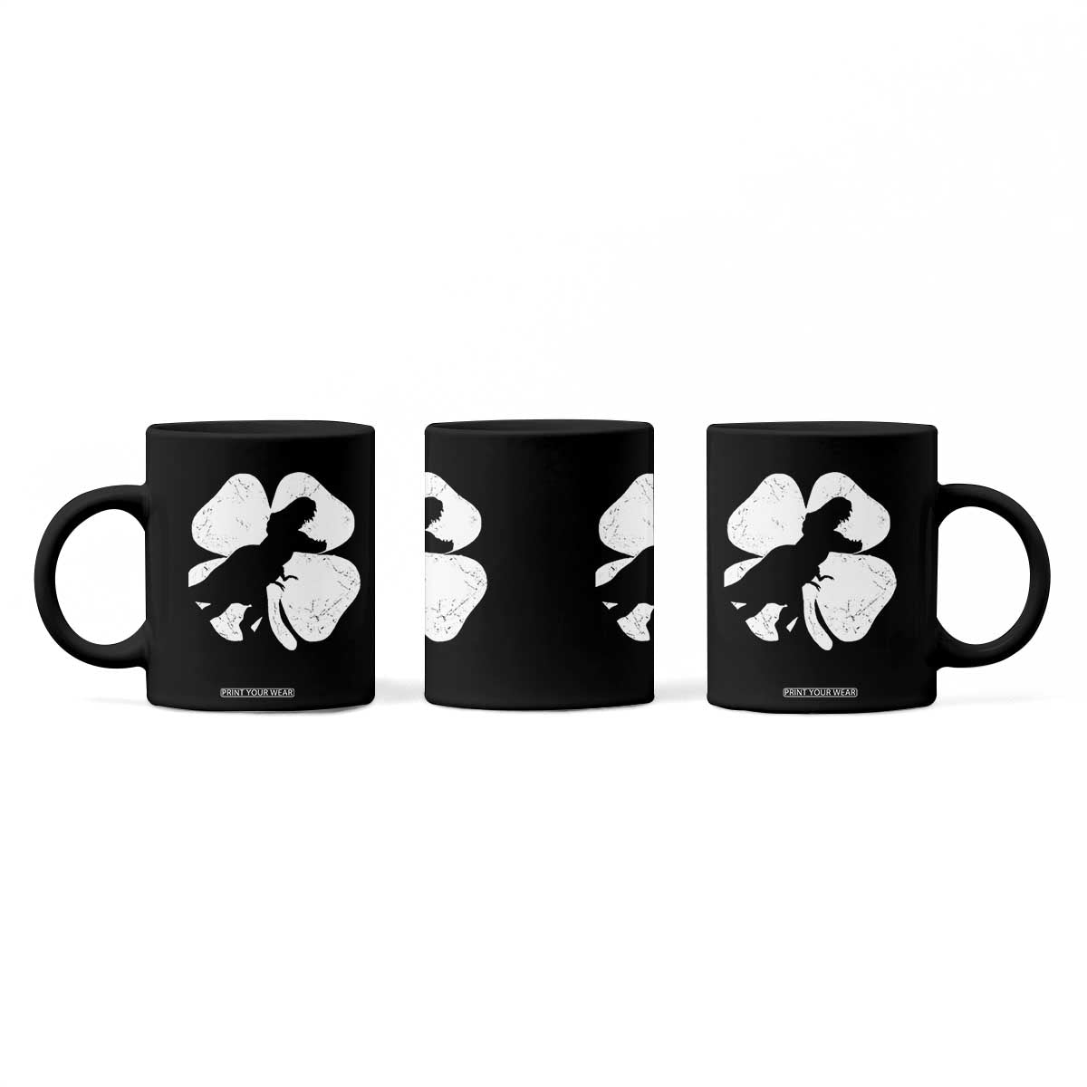 Dinosaur St Patricks Day Shamrock Coffee Mug Silhouette Boys Toddler Kids TS10 Print Your Wear