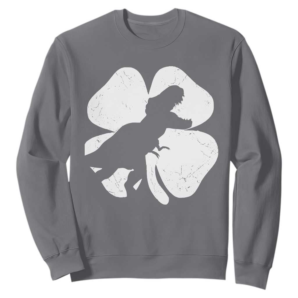 Dinosaur St Patricks Day Shamrock Sweatshirt Silhouette Boys Toddler Kids TS10 Charcoal Print Your Wear