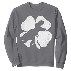 Dinosaur St Patricks Day Shamrock Sweatshirt Silhouette Boys Toddler Kids TS10 Charcoal Print Your Wear