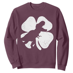 Dinosaur St Patricks Day Shamrock Sweatshirt Silhouette Boys Toddler Kids TS10 Maroon Print Your Wear
