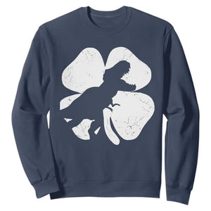 Dinosaur St Patricks Day Shamrock Sweatshirt Silhouette Boys Toddler Kids TS10 Navy Print Your Wear