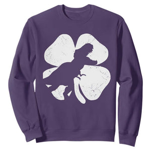 Dinosaur St Patricks Day Shamrock Sweatshirt Silhouette Boys Toddler Kids TS10 Purple Print Your Wear