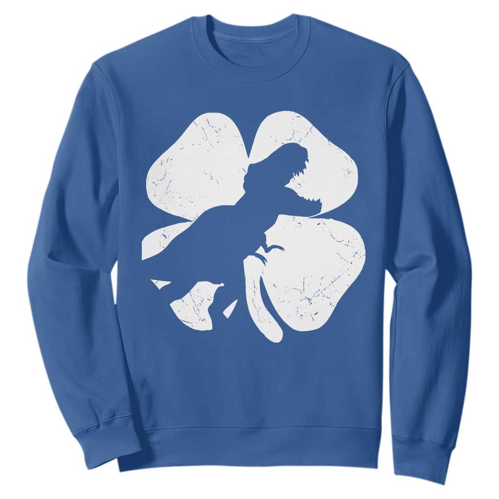 Dinosaur St Patricks Day Shamrock Sweatshirt Silhouette Boys Toddler Kids TS10 Royal Blue Print Your Wear