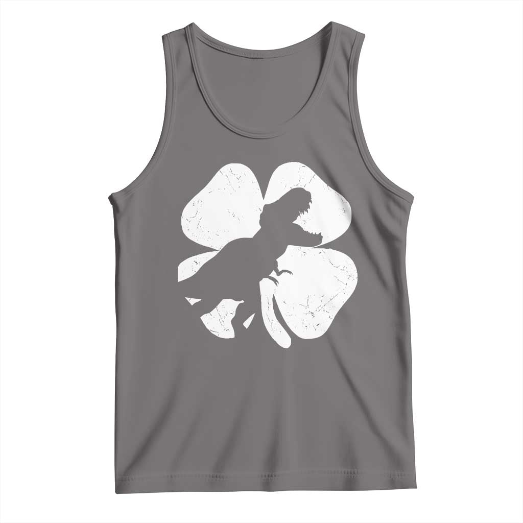 Dinosaur St Patricks Day Shamrock Tank Top Silhouette Boys Toddler Kids TS10 Deep Heather Print Your Wear