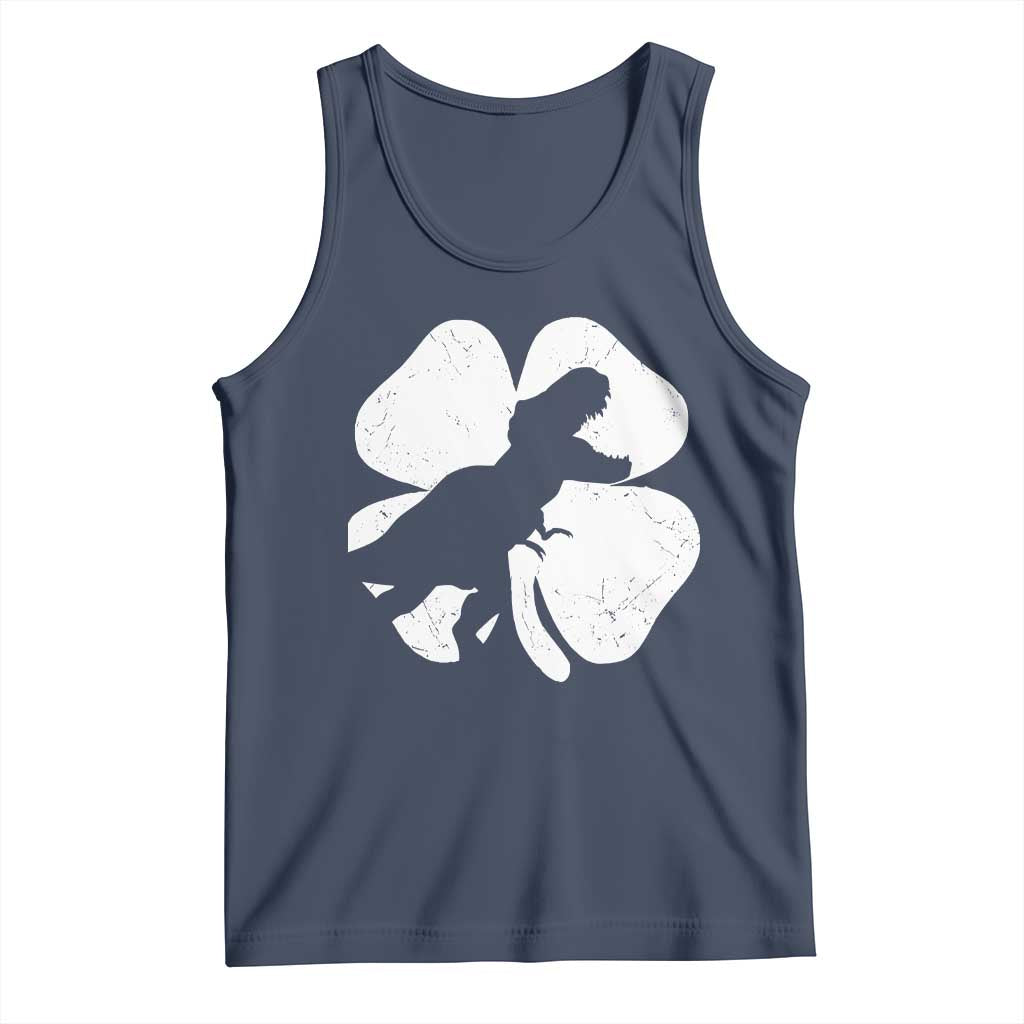 Dinosaur St Patricks Day Shamrock Tank Top Silhouette Boys Toddler Kids TS10 Navy Print Your Wear