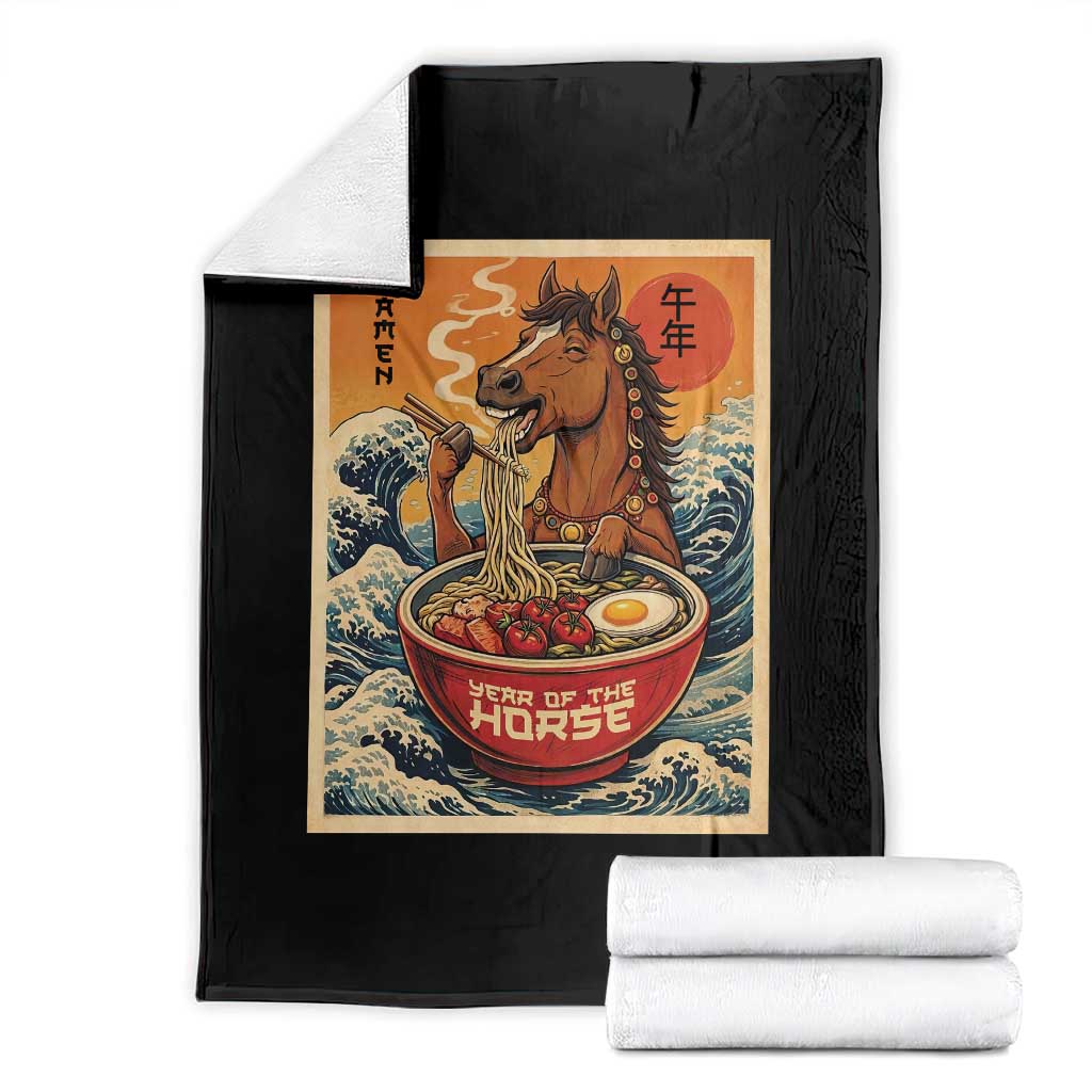 Zodiac Lunar New Year Of The Horse 2026 Throw Blanket Ramen Lovers TS10 Black Print Your Wear