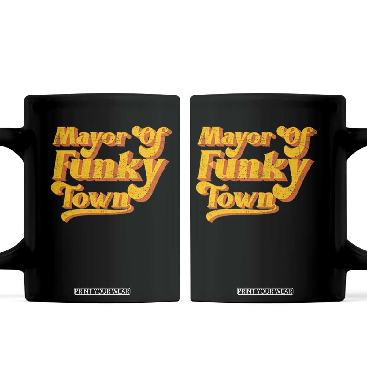 Retro Mayor of Funky Town Coffee Mug Funny Vintage 70s Disco Party TS10 Black Print Your Wear