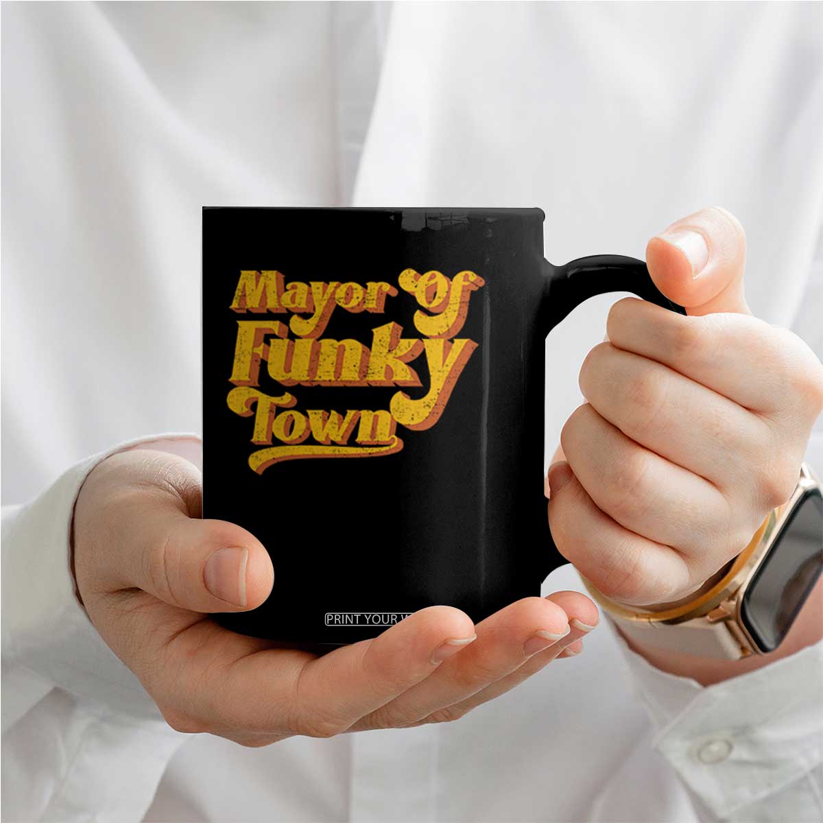 Retro Mayor of Funky Town Coffee Mug Funny Vintage 70s Disco Party TS10 Print Your Wear