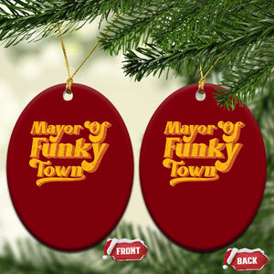 Retro Mayor of Funky Town Ceramic Ornament Funny Vintage 70s Disco Party TS10 Print Your Wear