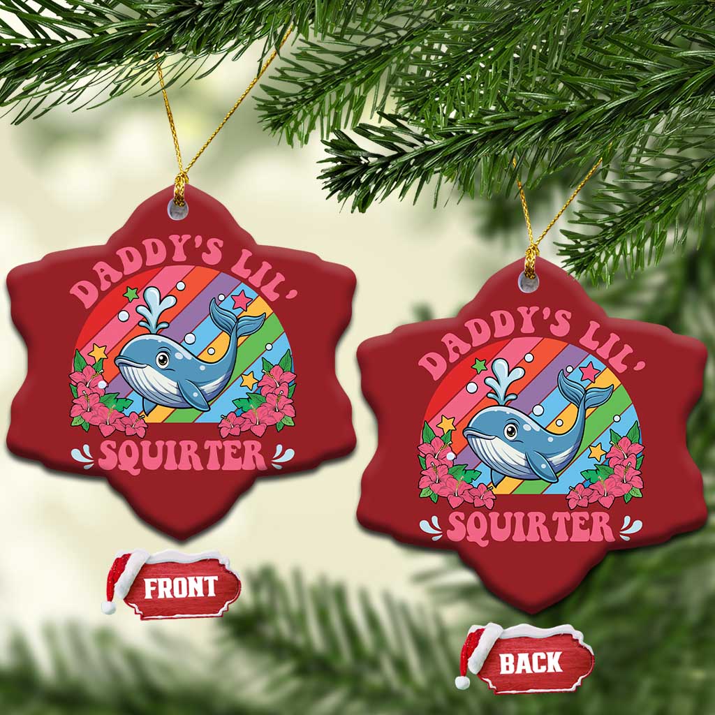 Funny Daddy's Lil Squirter Inappropriate Embarrassing Christmas Ornament TS10 Snow Flake Red Print Your Wear
