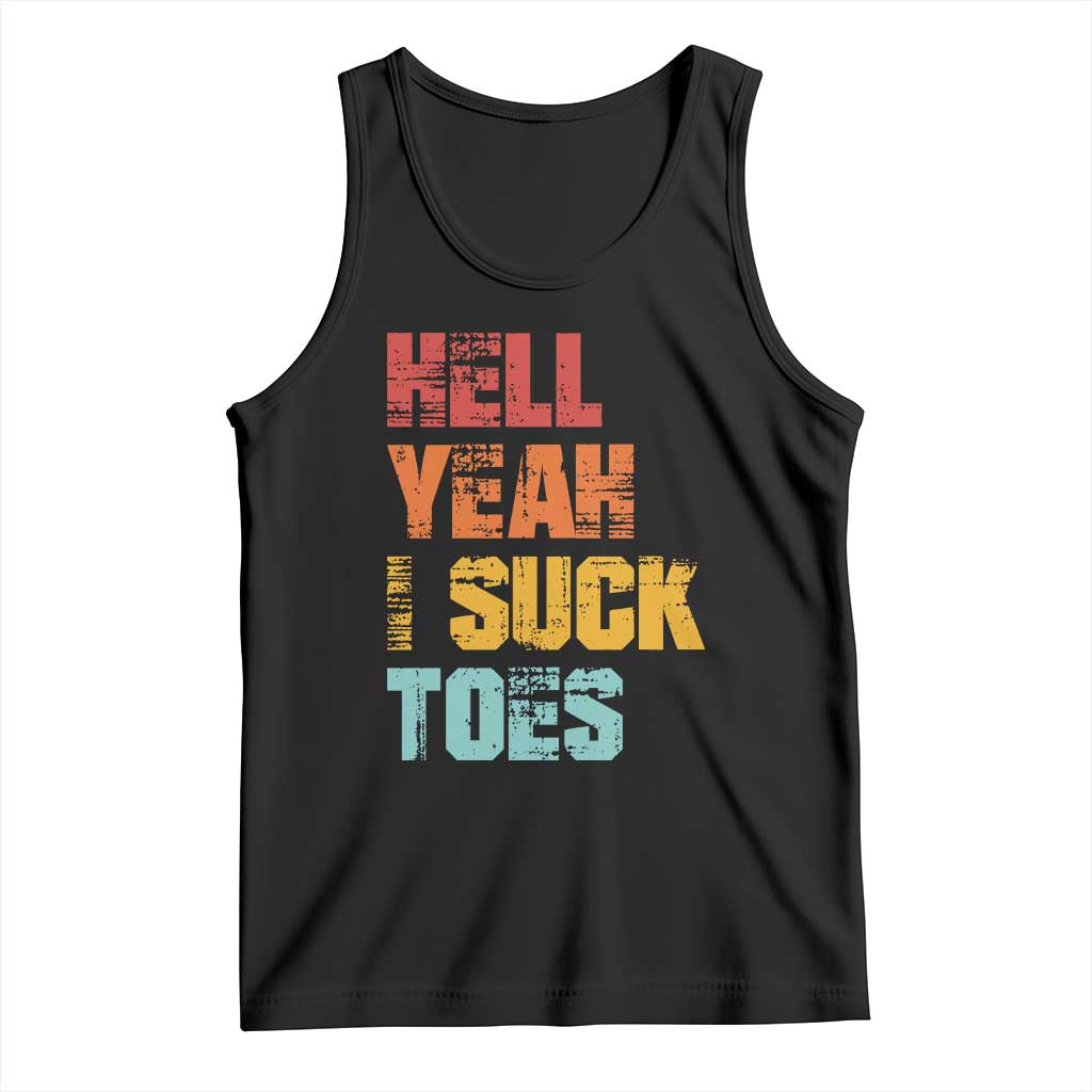 Funny Inappropriate Embarrassing Tank Top Funny Foot Fetish Sucking Toes Cringe Offensive Humor TS10 Black Print Your Wear