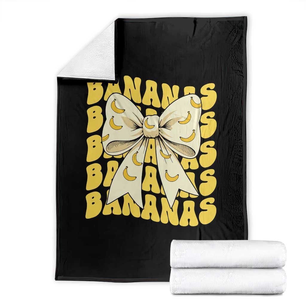 Bananas Coquette Bow Throw Blanket Retro Banana Lovers Women Girls Kids TS10 Black Print Your Wear