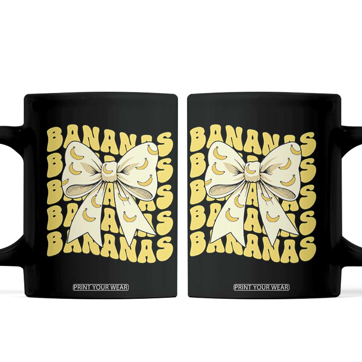 Bananas Coquette Bow Coffee Mug Retro Banana Lovers Women Girls Kids TS10 Black Print Your Wear