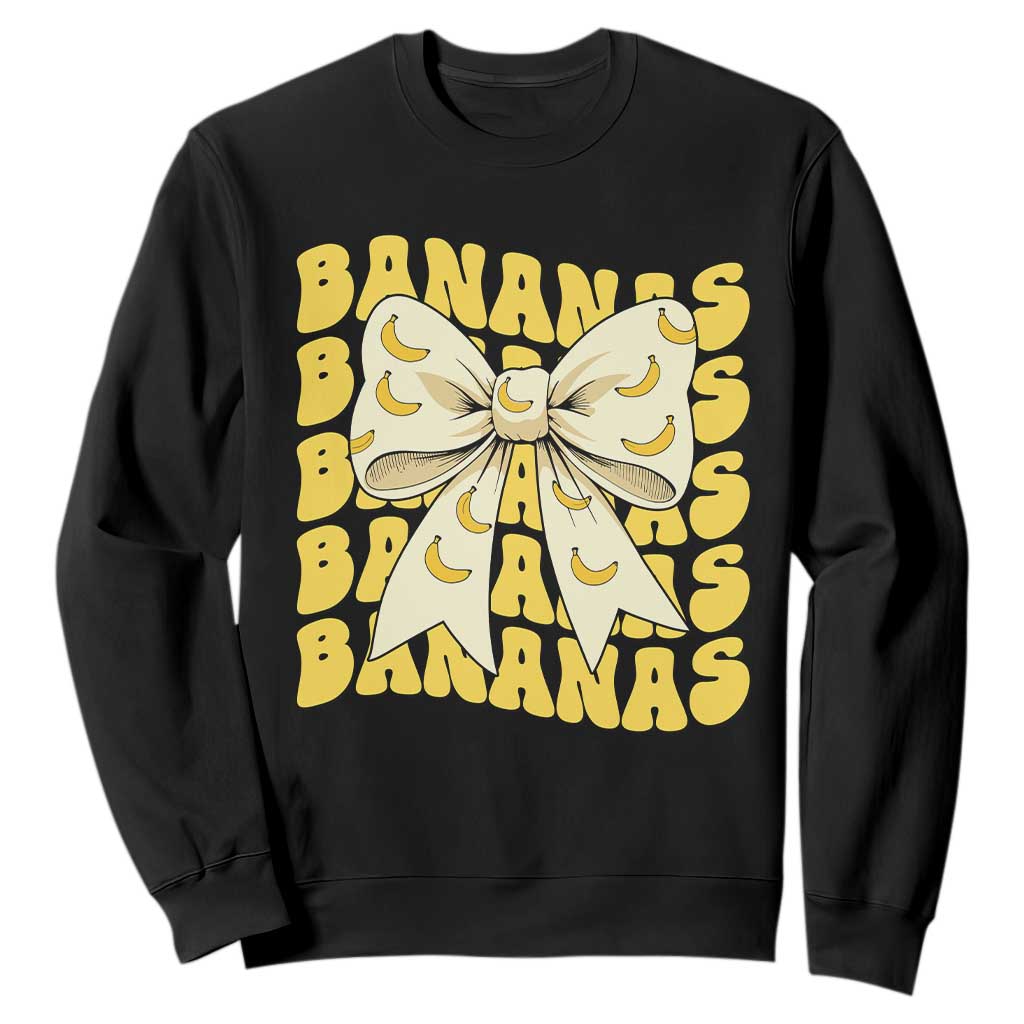 Bananas Coquette Bow Sweatshirt Retro Banana Lovers Women Girls Kids TS10 Black Print Your Wear