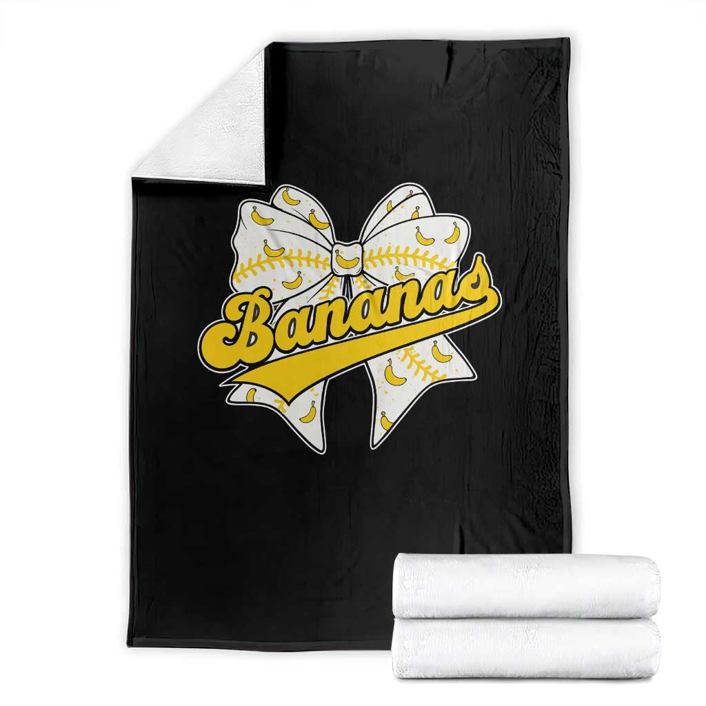Bananas Coquette Bow Throw Blanket Retro Throwback Popular Fruit Humor Banana Classic TS10 Black Print Your Wear