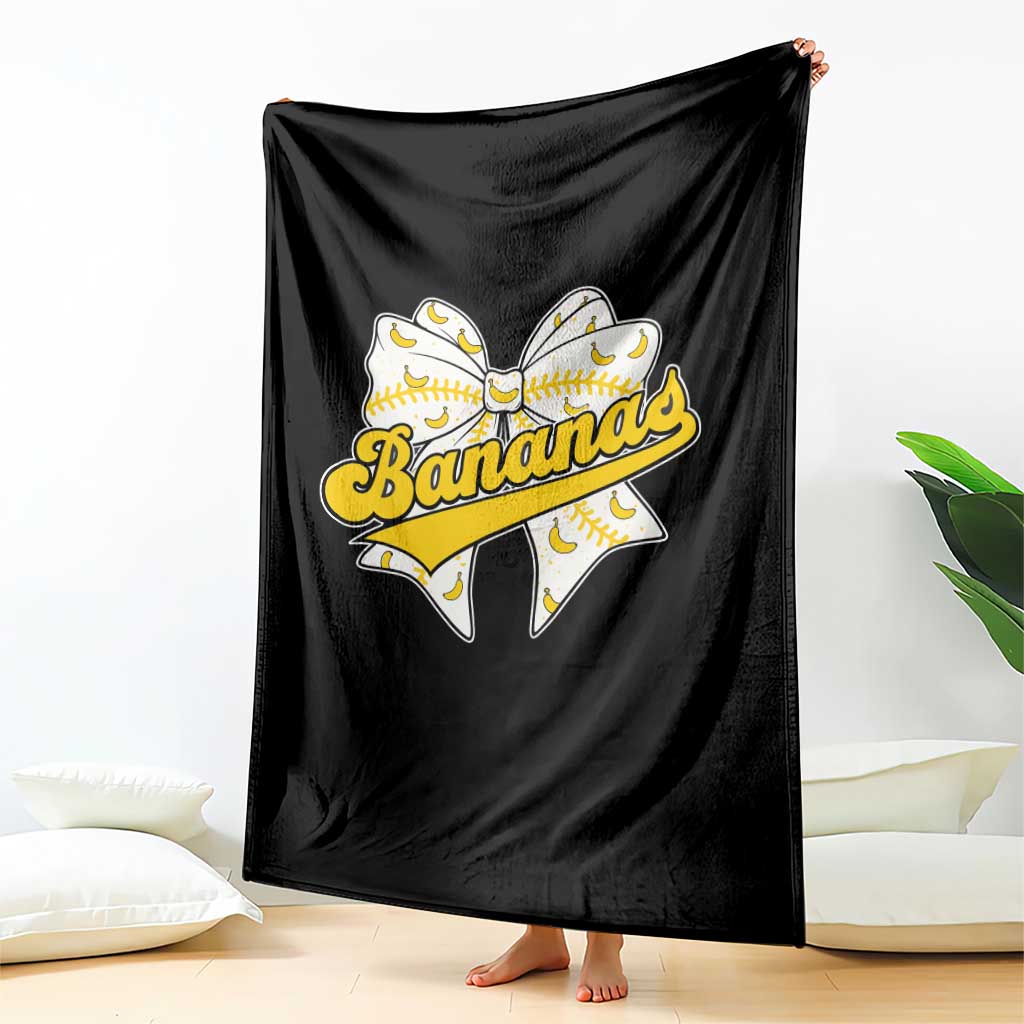 Bananas Coquette Bow Throw Blanket Retro Throwback Popular Fruit Humor Banana Classic TS10 Print Your Wear