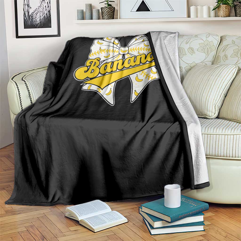 Bananas Coquette Bow Throw Blanket Retro Throwback Popular Fruit Humor Banana Classic TS10 Print Your Wear