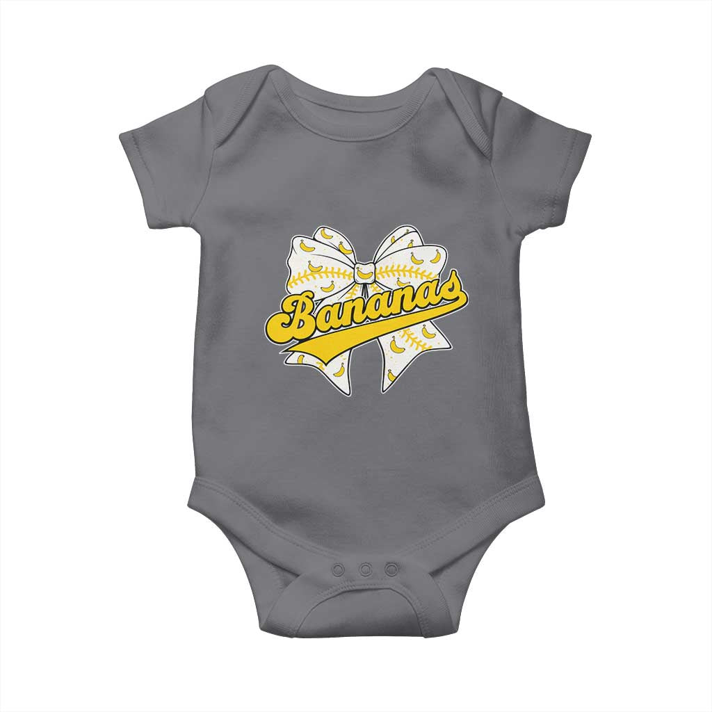 Bananas Coquette Bow Baby Onesie Retro Throwback Popular Fruit Humor Banana Classic TS10 Charcoal Print Your Wear
