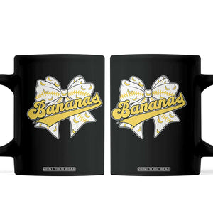 Bananas Coquette Bow Coffee Mug Retro Throwback Popular Fruit Humor Banana Classic TS10 Black Print Your Wear