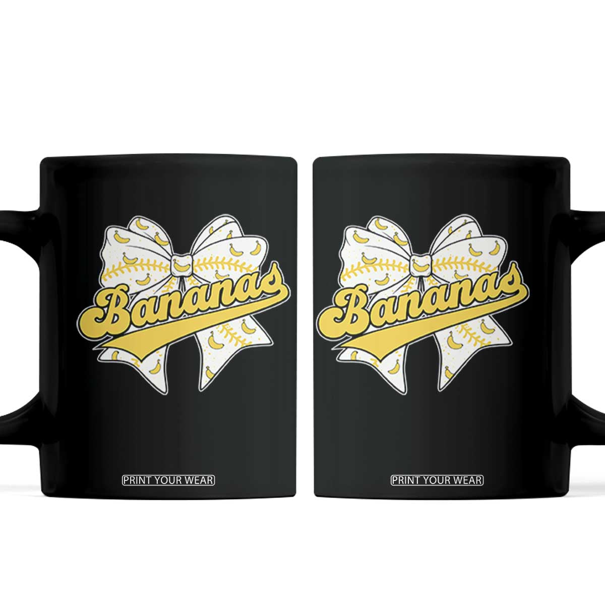 Bananas Coquette Bow Coffee Mug Retro Throwback Popular Fruit Humor Banana Classic TS10 Black Print Your Wear