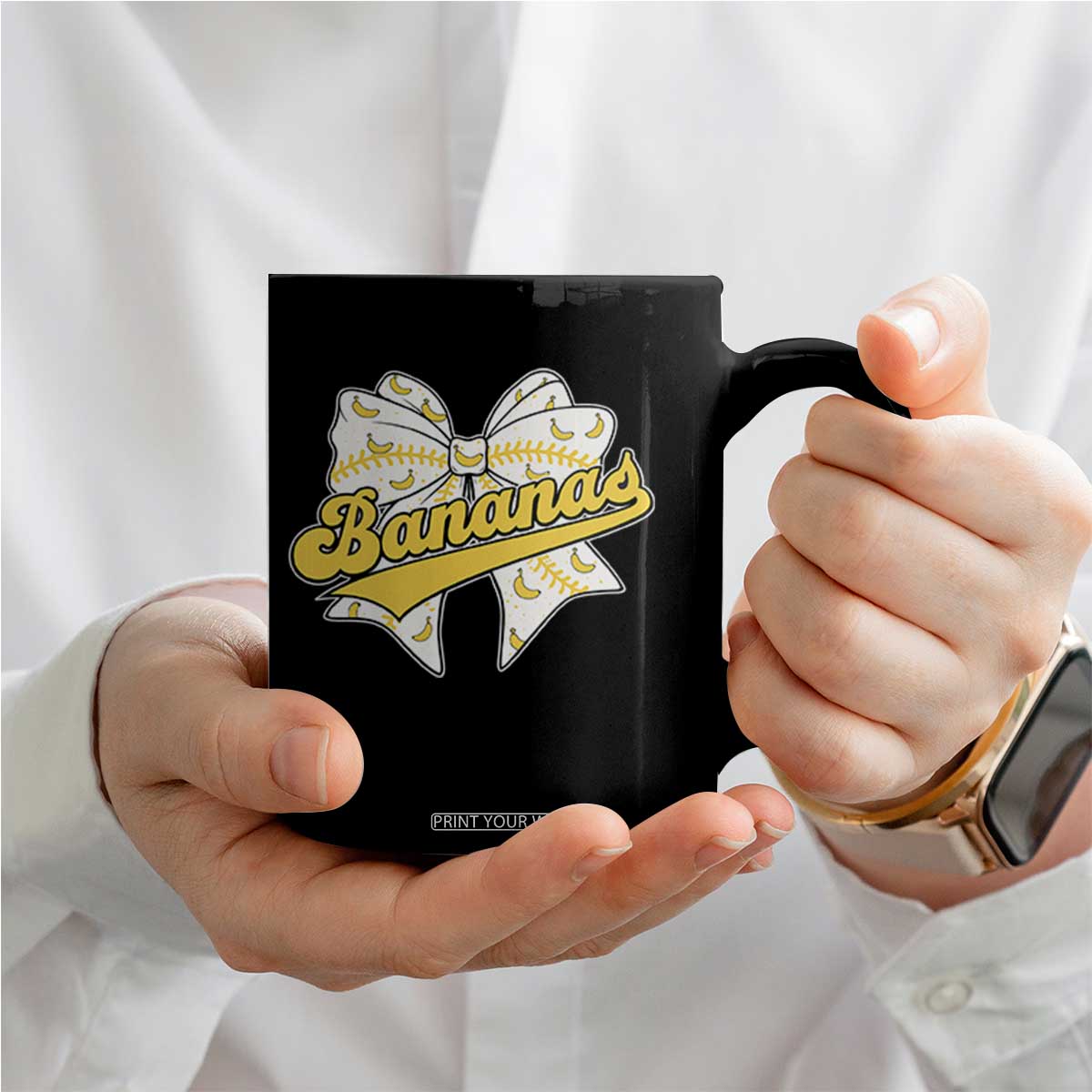 Bananas Coquette Bow Coffee Mug Retro Throwback Popular Fruit Humor Banana Classic TS10 Print Your Wear
