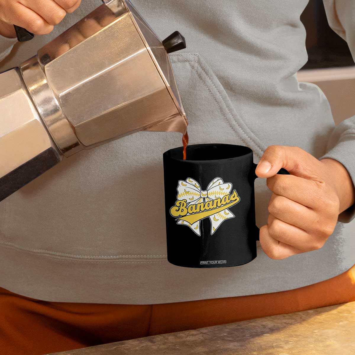 Bananas Coquette Bow Coffee Mug Retro Throwback Popular Fruit Humor Banana Classic TS10 Print Your Wear