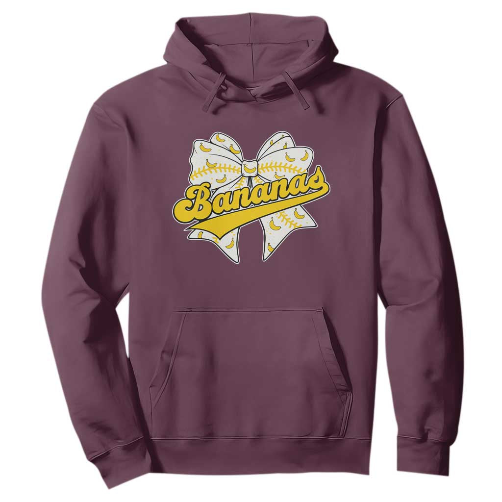Bananas Coquette Bow Hoodie Retro Throwback Popular Fruit Humor Banana Classic TS10 Maroon Print Your Wear