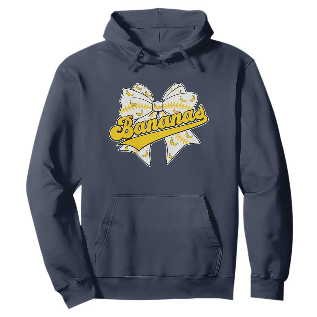 Bananas Coquette Bow Hoodie Retro Throwback Popular Fruit Humor Banana Classic TS10 Navy Print Your Wear