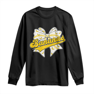 Bananas Coquette Bow Long Sleeve Shirt Retro Throwback Popular Fruit Humor Banana Classic TS10 Black Print Your Wear