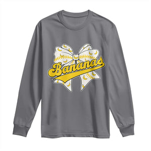 Bananas Coquette Bow Long Sleeve Shirt Retro Throwback Popular Fruit Humor Banana Classic TS10 Charcoal Print Your Wear