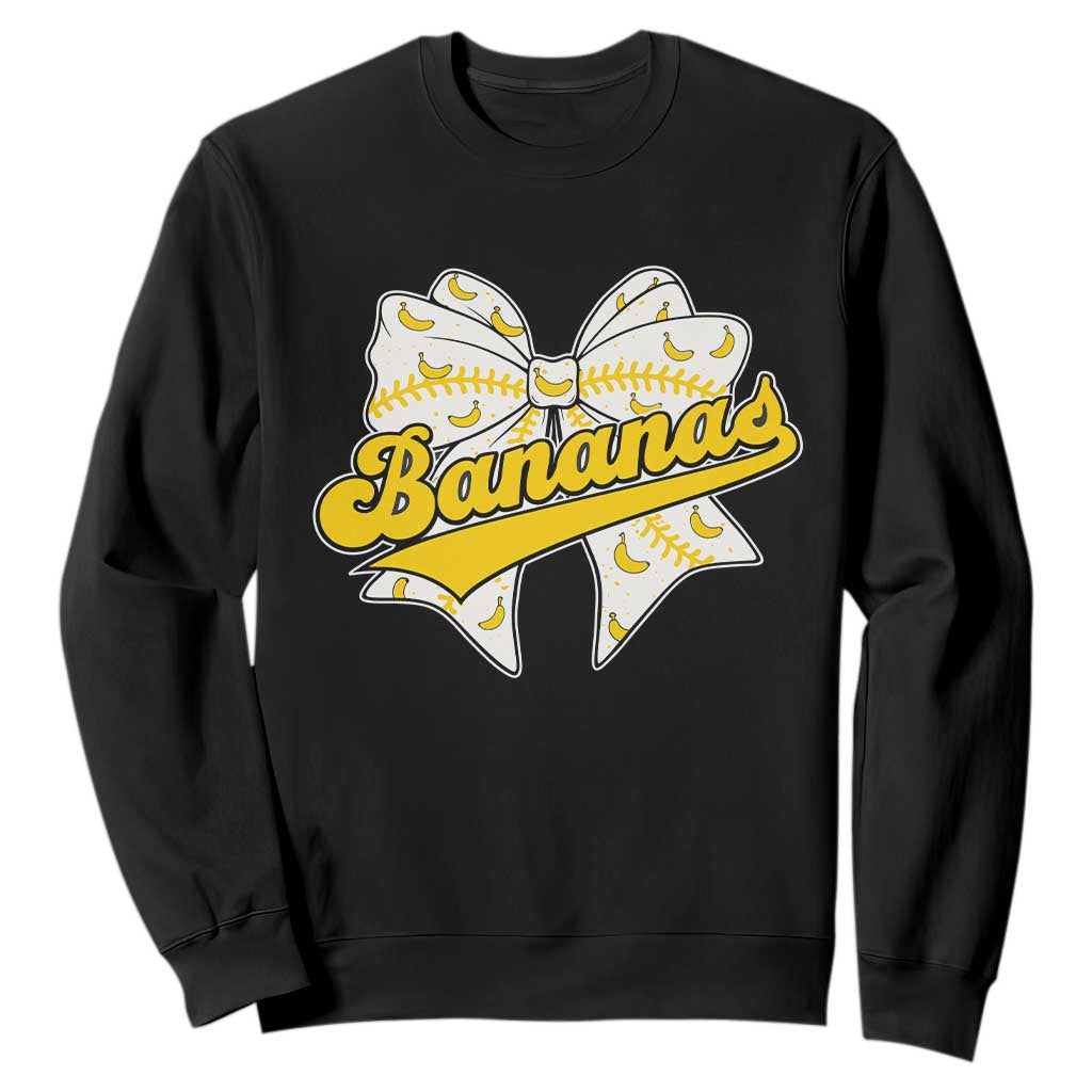 Bananas Coquette Bow Sweatshirt Retro Throwback Popular Fruit Humor Banana Classic TS10 Black Print Your Wear