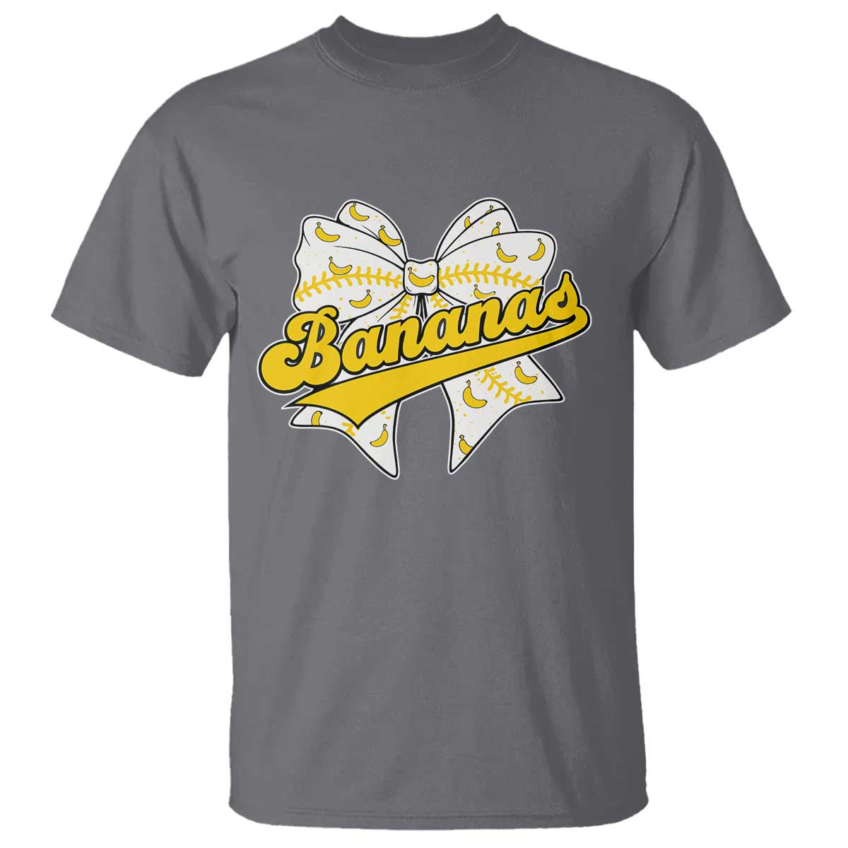 Bananas Coquette Bow T Shirt Retro Throwback Popular Fruit Humor Banana Classic TS10 Charcoal Print Your Wear