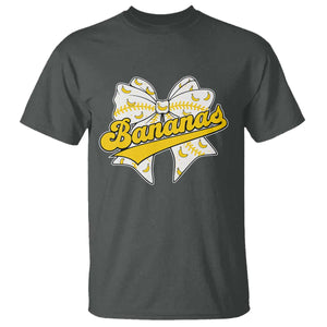 Bananas Coquette Bow T Shirt Retro Throwback Popular Fruit Humor Banana Classic TS10 Dark Heather Print Your Wear