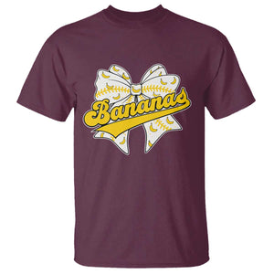 Bananas Coquette Bow T Shirt Retro Throwback Popular Fruit Humor Banana Classic TS10 Maroon Print Your Wear