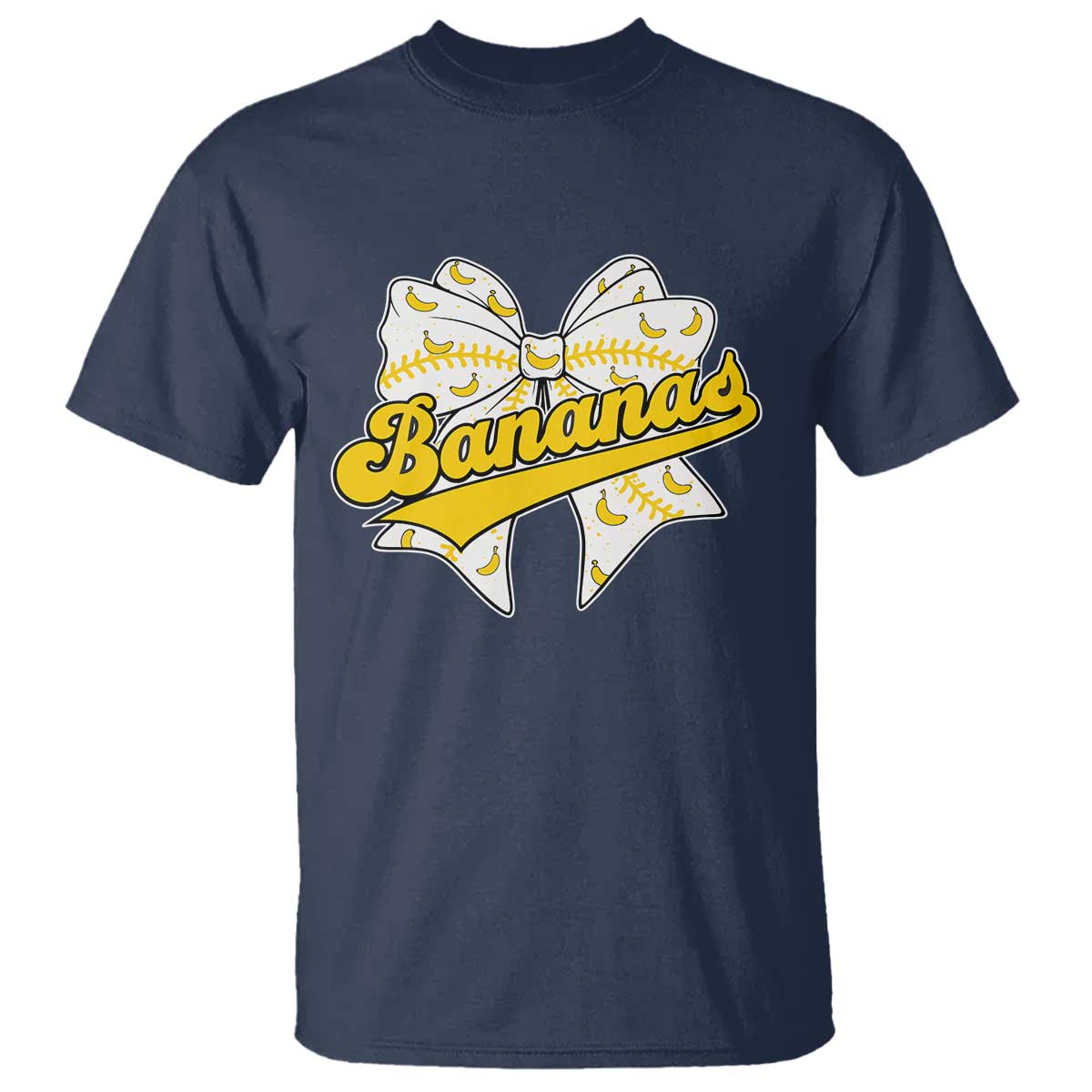 Bananas Coquette Bow T Shirt Retro Throwback Popular Fruit Humor Banana Classic TS10 Navy Print Your Wear